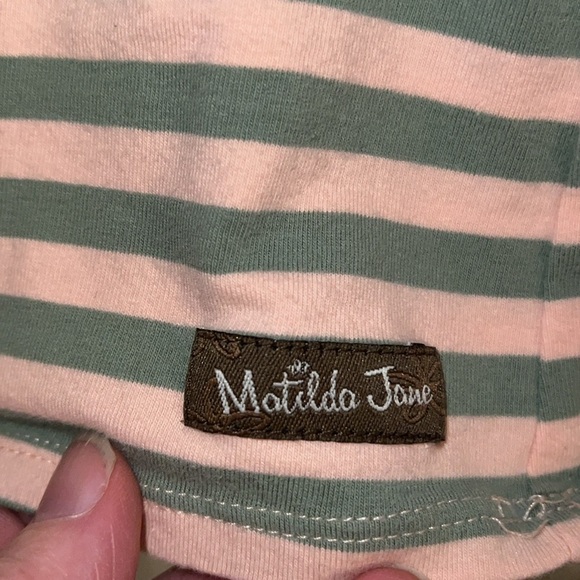 Matilda Jane Pink Gray Striped Blouse Small - Picture 5 of 5
